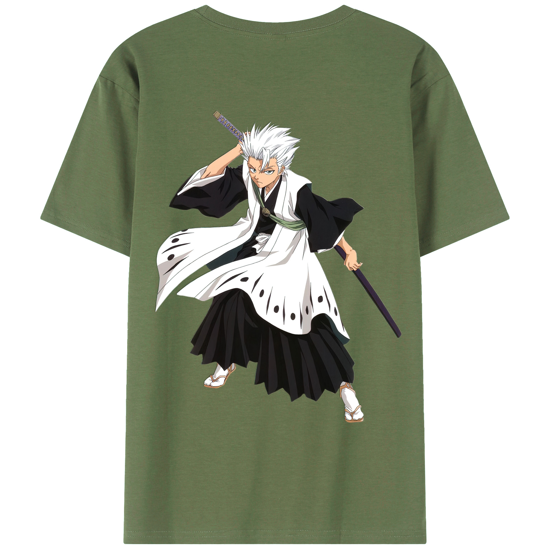 （画像用） ブリーチ 日番谷冬獅郎（ひつがや とうしろう） BLEACH Hitsugaya Toushirou 綿100％ メンズ半袖Tシャツ（バックプリント） 通気性